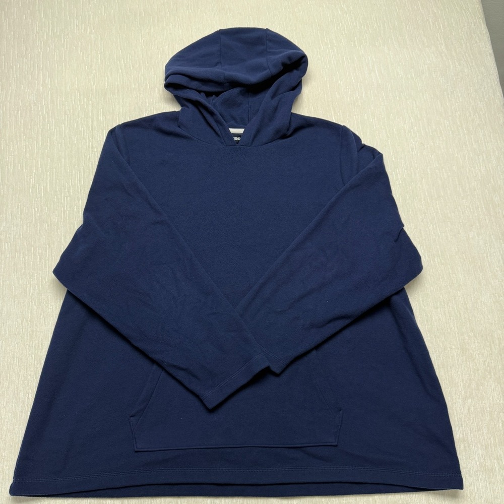 Lands' End Fleece Hoodie Womens 3X 24W/26W Navy Blue Kangaroo Pocket Outdoor